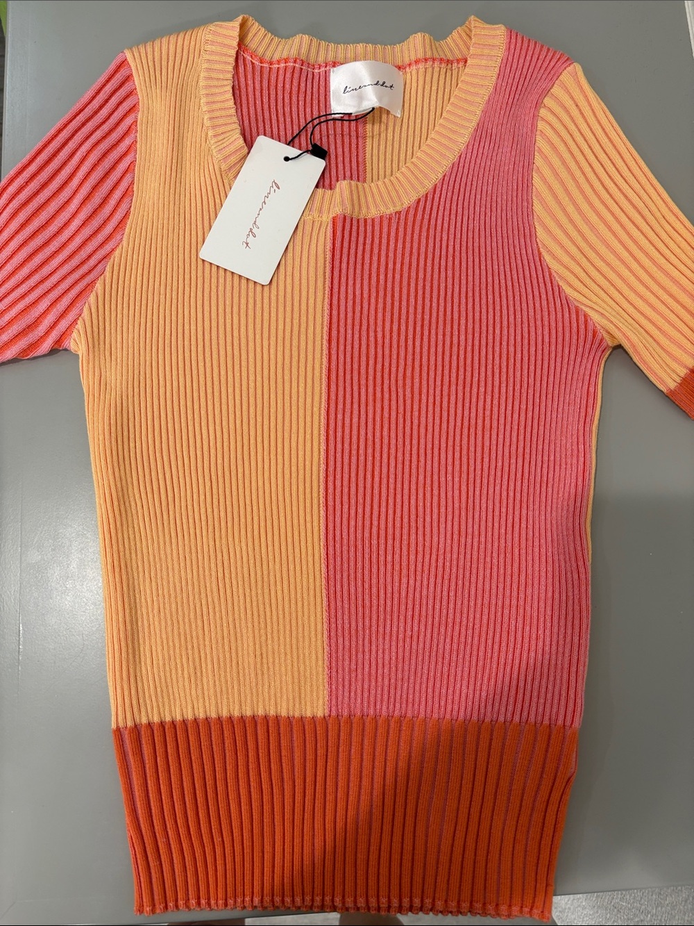 Line & Dot  Colorblock Ribbed Bottoms in Pink, Orange & Peach - NWT - Medium